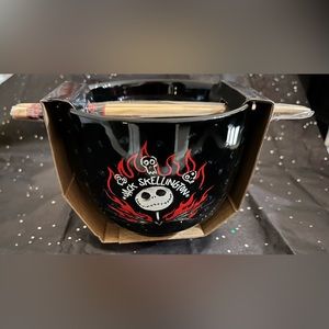 The Nightmare Before Christmas Jack Skellington Ramen Bowl With Chopsticks NIB